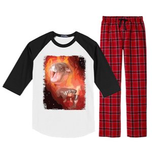 Moo Deng Bouncy Pig In Thai Fire Picture The Cute Baby Hippo Raglan Sleeve Pajama Set