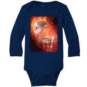 Moo Deng Bouncy Pig In Thai Fire Picture The Cute Baby Hippo Baby Long Sleeve Bodysuit