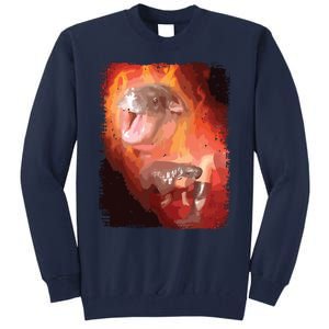 Moo Deng Bouncy Pig In Thai Fire Picture The Cute Baby Hippo Tall Sweatshirt