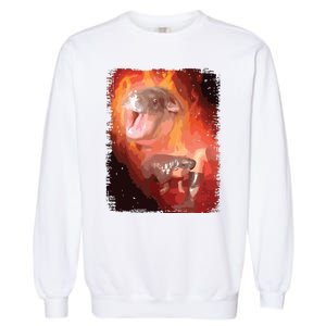 Moo Deng Bouncy Pig In Thai Fire Picture The Cute Baby Hippo Garment-Dyed Sweatshirt