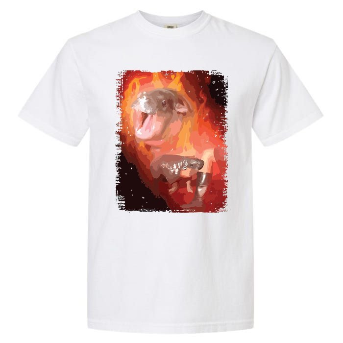 Moo Deng Bouncy Pig In Thai Fire Picture The Cute Baby Hippo Garment-Dyed Heavyweight T-Shirt