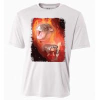 Moo Deng Bouncy Pig In Thai Fire Picture The Cute Baby Hippo Cooling Performance Crew T-Shirt