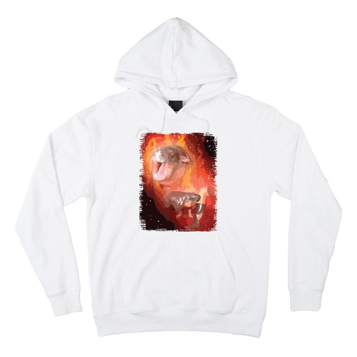 Moo Deng Bouncy Pig In Thai Fire Picture The Cute Baby Hippo Hoodie