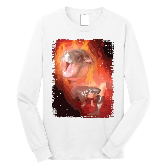 Moo Deng Bouncy Pig In Thai Fire Picture The Cute Baby Hippo Long Sleeve Shirt