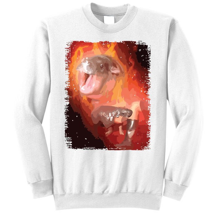 Moo Deng Bouncy Pig In Thai Fire Picture The Cute Baby Hippo Sweatshirt