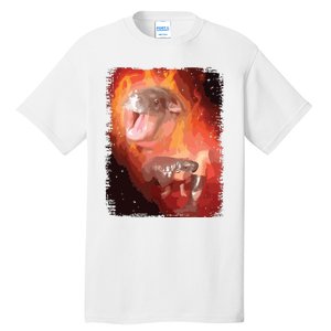 Moo Deng Bouncy Pig In Thai Fire Picture The Cute Baby Hippo Tall T-Shirt