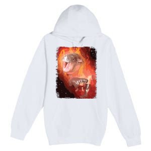 Moo Deng Bouncy Pig In Thai Fire Picture The Cute Baby Hippo Premium Pullover Hoodie