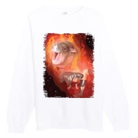 Moo Deng Bouncy Pig In Thai Fire Picture The Cute Baby Hippo Premium Crewneck Sweatshirt