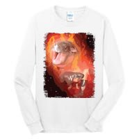 Moo Deng Bouncy Pig In Thai Fire Picture The Cute Baby Hippo Tall Long Sleeve T-Shirt