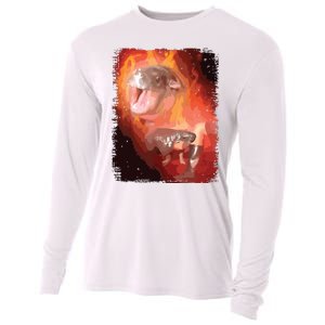 Moo Deng Bouncy Pig In Thai Fire Picture The Cute Baby Hippo Cooling Performance Long Sleeve Crew