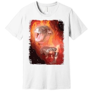 Moo Deng Bouncy Pig In Thai Fire Picture The Cute Baby Hippo Premium T-Shirt