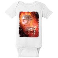 Moo Deng Bouncy Pig In Thai Fire Picture The Cute Baby Hippo Baby Bodysuit