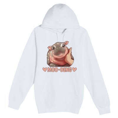 Moo Deng Bouncy Pig In Thai Picture The Cute Baby Hippo Moo Deng Cute Design Premium Pullover Hoodie