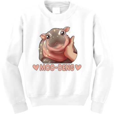 Moo Deng Bouncy Pig In Thai Picture The Cute Baby Hippo Moo Deng Cute Design Kids Sweatshirt