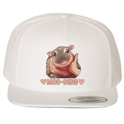 Moo Deng Bouncy Pig In Thai Picture The Cute Baby Hippo Moo Deng Cute Design Wool Snapback Cap