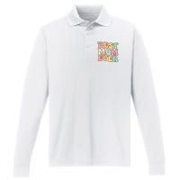 Mothers Day Best Mom Ever Groovy From Daughter Son Mom Performance Long Sleeve Polo