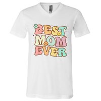 Mothers Day Best Mom Ever Groovy From Daughter Son Mom V-Neck T-Shirt