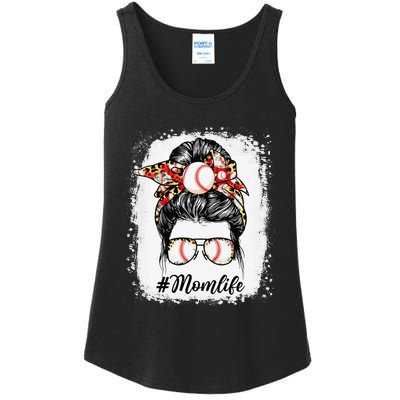 Mother's Day Baseball Mom Life Messy Bun Sports Lover Ladies Essential Tank