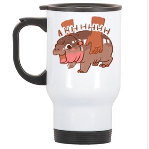 Moo Deng Bouncy Pig In Thai Picture The Cute Baby Hippo Stainless Steel Travel Mug