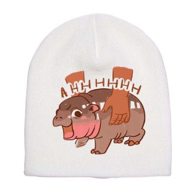 Moo Deng Bouncy Pig In Thai Picture The Cute Baby Hippo Short Acrylic Beanie