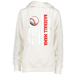 Mothers Day Baseball Mama Mothers Day Mama Gift Womens Funnel Neck Pullover Hood