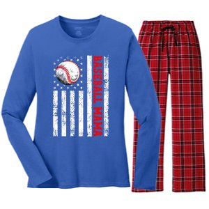 Mothers Day Baseball Mama Mothers Day Mama Gift Women's Long Sleeve Flannel Pajama Set 