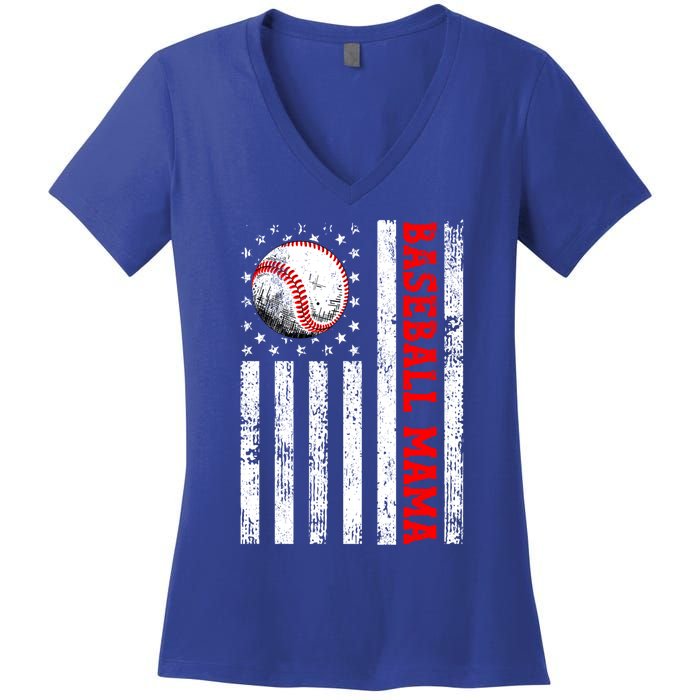 Mothers Day Baseball Mama Mothers Day Mama Gift Women's V-Neck T-Shirt