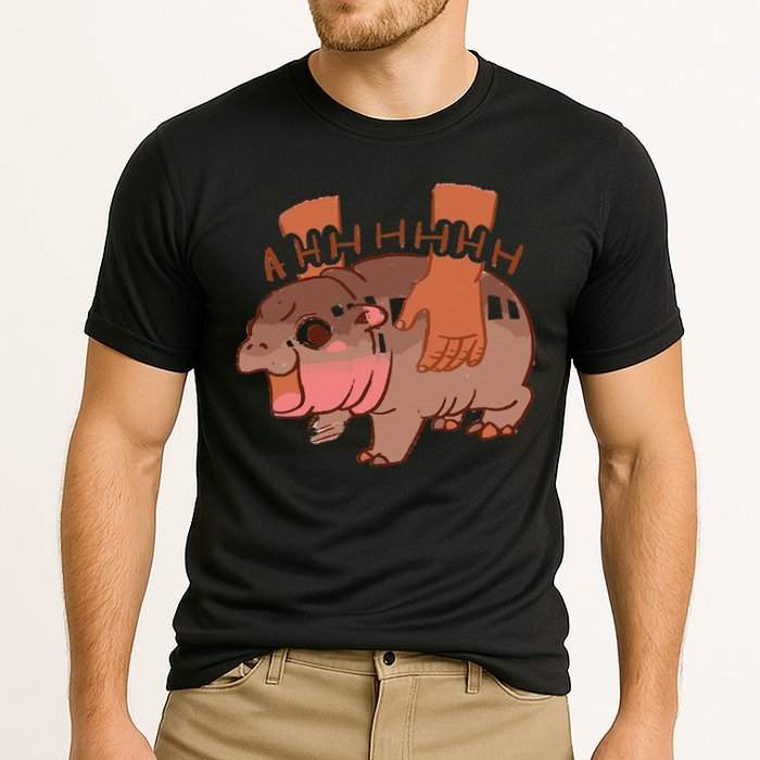 Moo Deng Bouncy Pig In Thai Picture The Cute Baby Hippo Gift Cooling Performance Crew T-Shirt