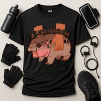 Moo Deng Bouncy Pig In Thai Picture The Cute Baby Hippo Gift Cooling Performance Crew T-Shirt