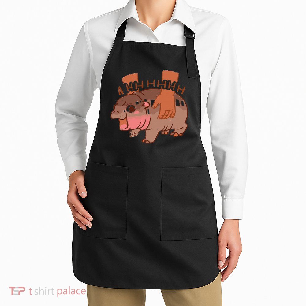 Moo Deng Bouncy Pig In Thai Picture The Cute Baby Hippo Gift Apron