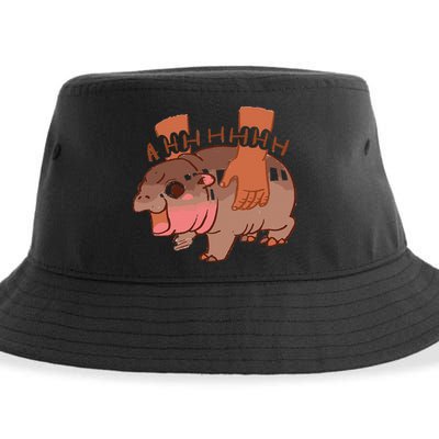 Moo Deng Bouncy Pig In Thai Picture The Cute Baby Hippo Gift Sustainable Bucket Hat