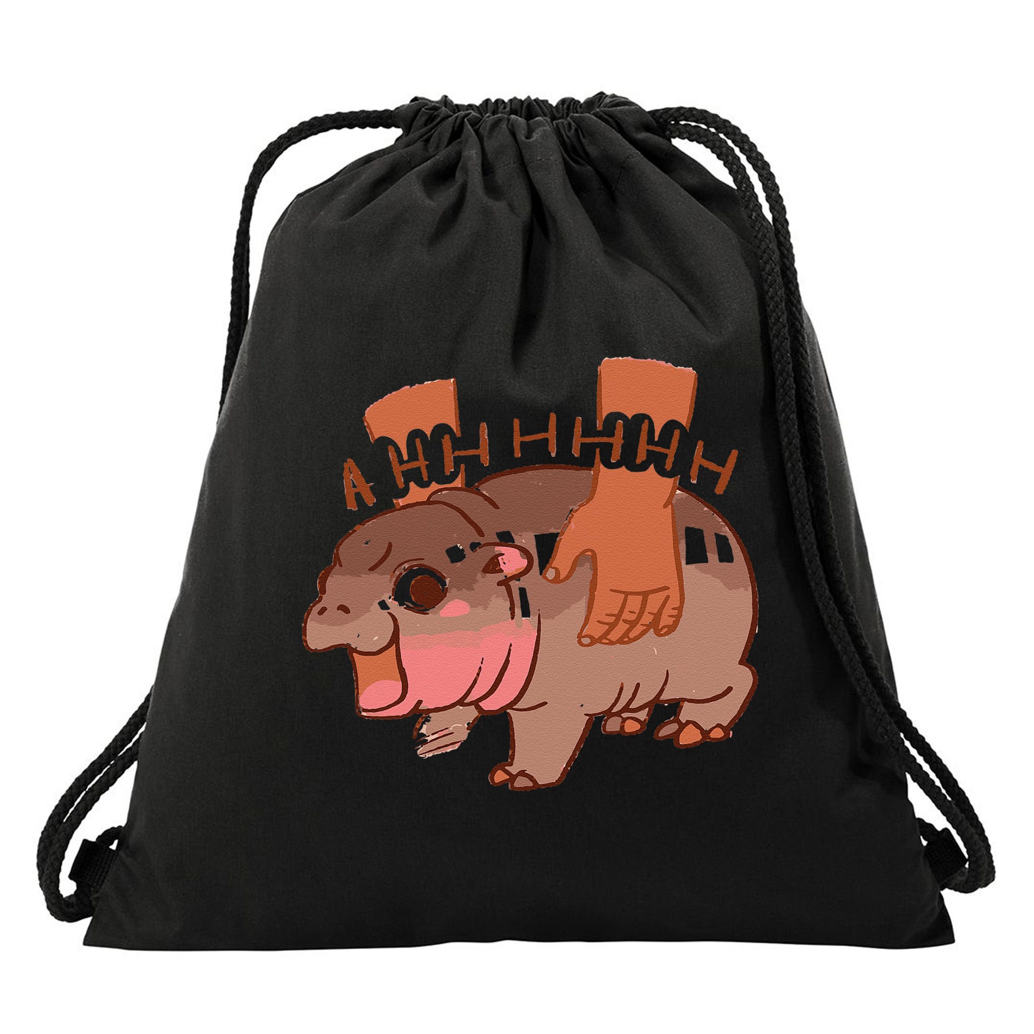 Moo Deng Bouncy Pig In Thai Picture The Cute Baby Hippo Gift Drawstring Bag