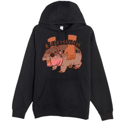 Moo Deng Bouncy Pig In Thai Picture The Cute Baby Hippo Gift Premium Pullover Hoodie