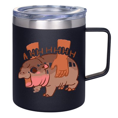 Moo Deng Bouncy Pig In Thai Picture The Cute Baby Hippo Gift 12oz Stainless Steel Coffee Mug