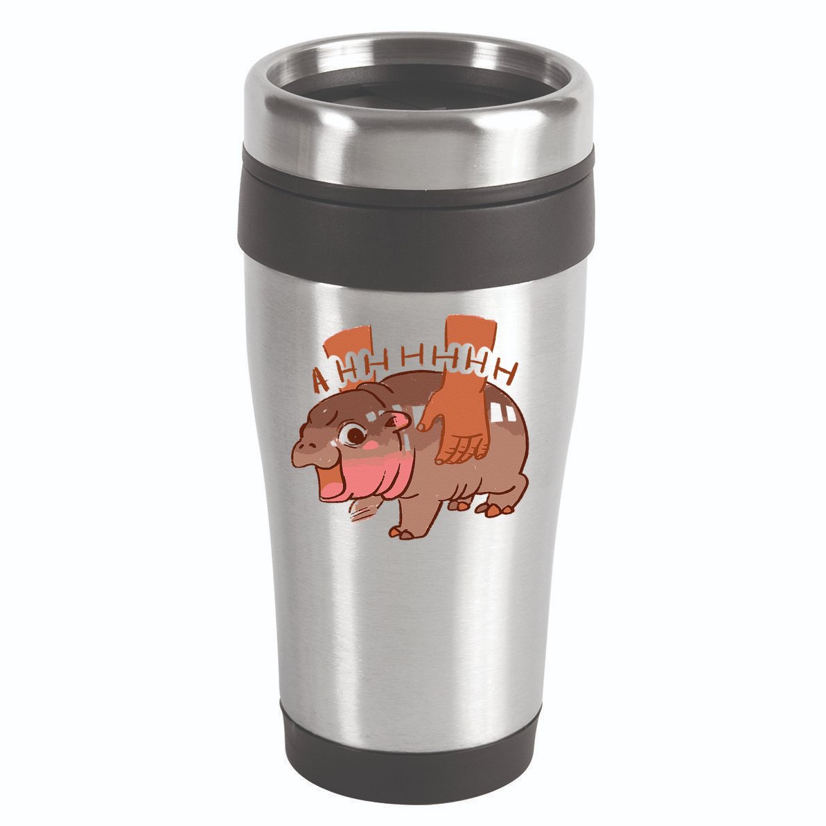 Moo Deng Bouncy Pig In Thai Picture The Cute Baby Hippo Gift 16oz Travel Tumbler