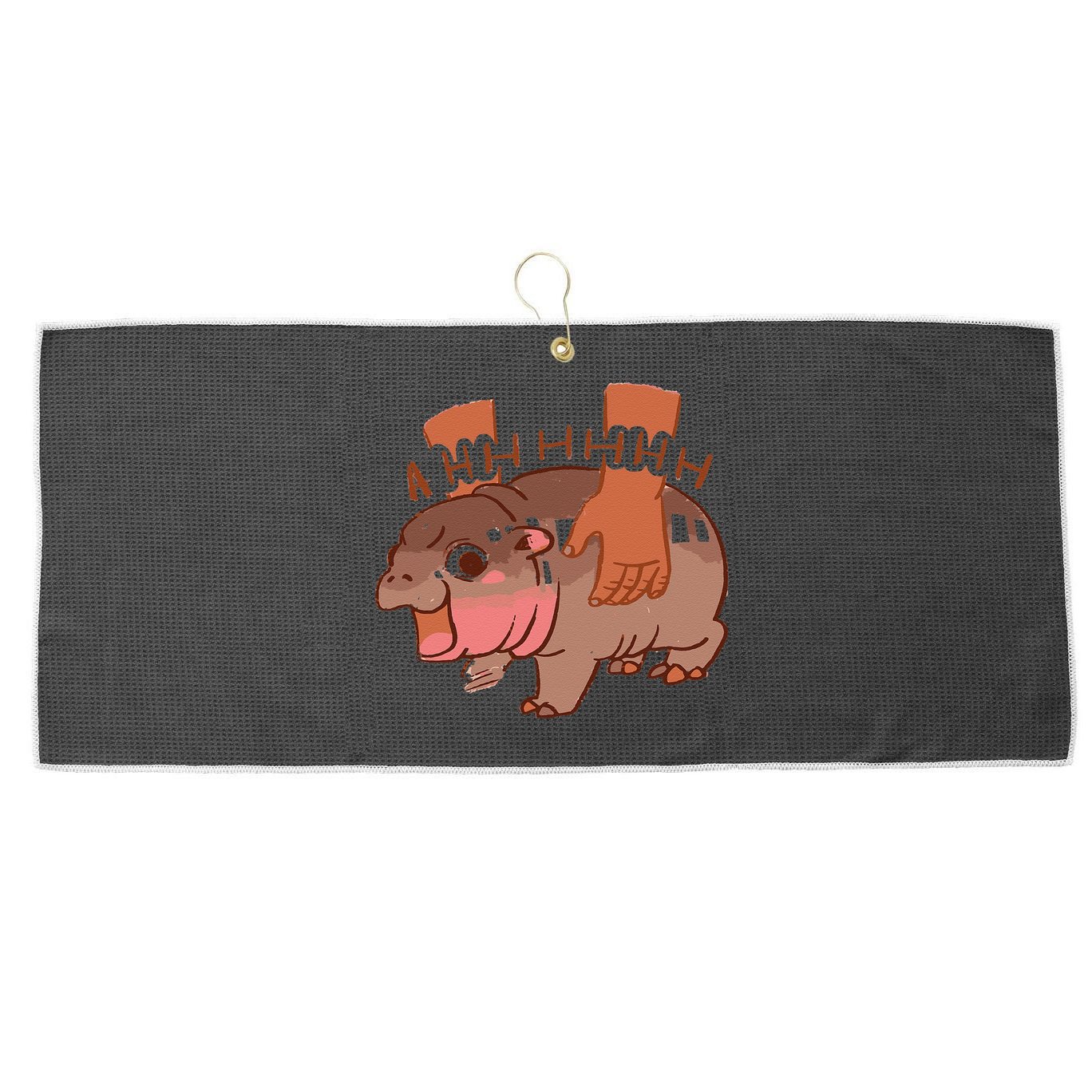 Moo Deng Bouncy Pig In Thai Picture The Cute Baby Hippo Gift Large Microfiber Waffle Golf Towel