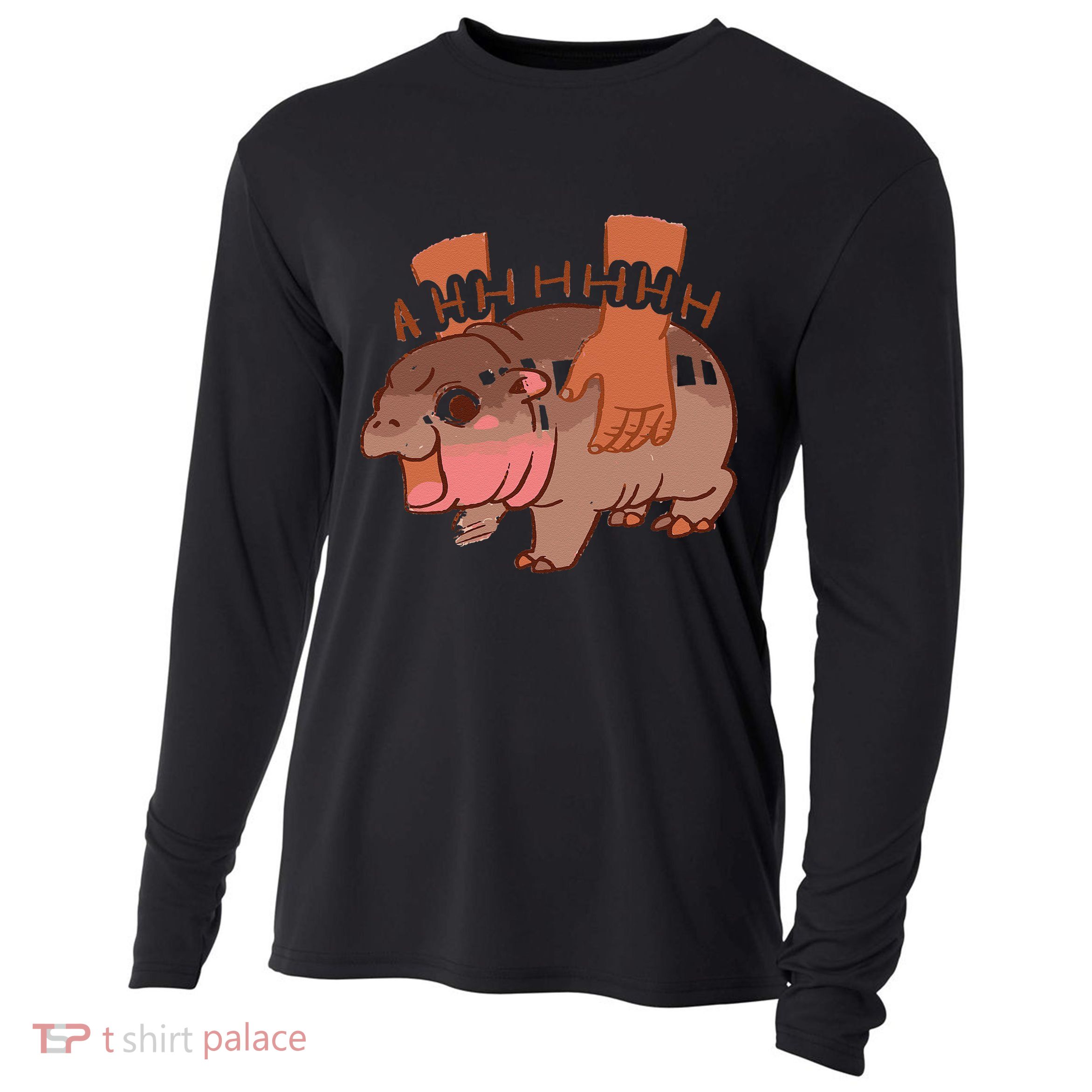 Moo Deng Bouncy Pig In Thai Picture The Cute Baby Hippo Gift Cooling Performance Long Sleeve Crew