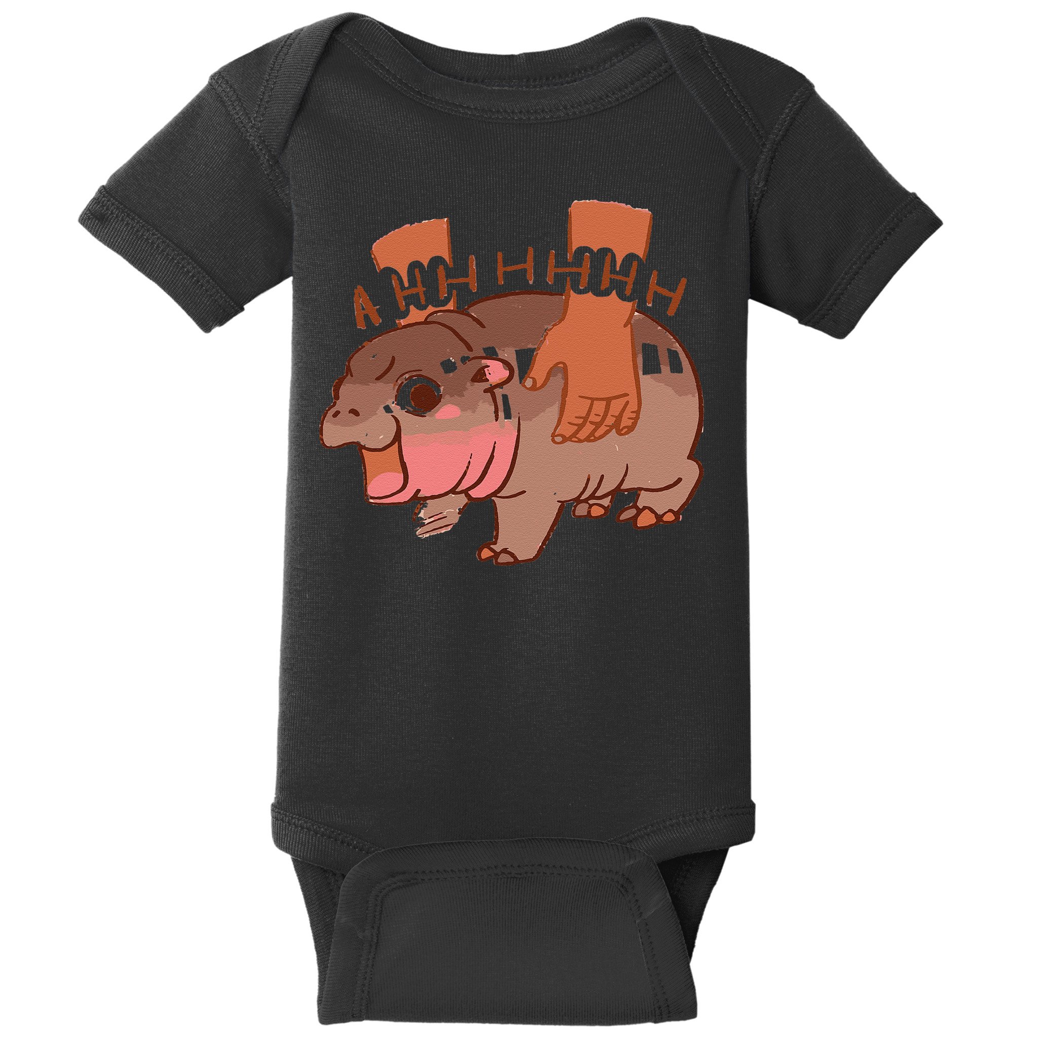 Moo Deng Bouncy Pig In Thai Picture The Cute Baby Hippo Gift Baby Bodysuit