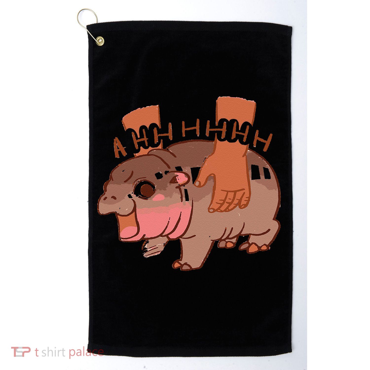 Moo Deng Bouncy Pig In Thai Picture The Cute Baby Hippo Gift Golf Towel