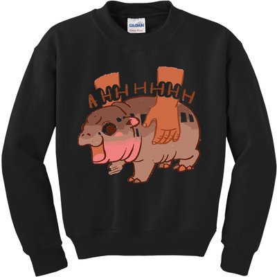 Moo Deng Bouncy Pig In Thai Picture The Cute Baby Hippo Gift Kids Sweatshirt