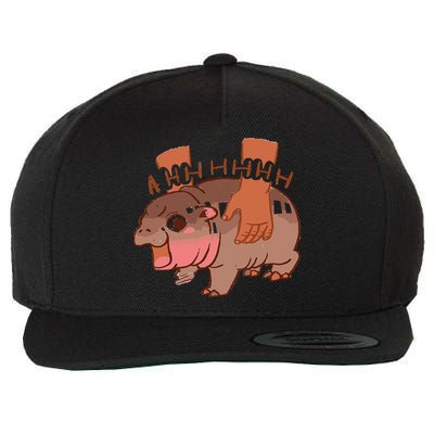 Moo Deng Bouncy Pig In Thai Picture The Cute Baby Hippo Gift Wool Snapback Cap