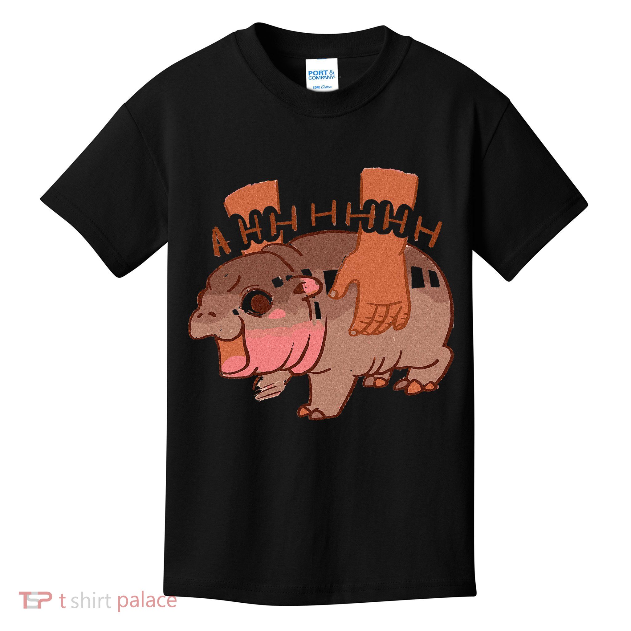 Moo Deng Bouncy Pig In Thai Picture The Cute Baby Hippo Gift Kids T-Shirt