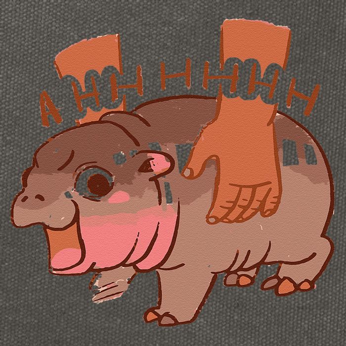 Moo Deng Bouncy Pig In Thai Picture The Cute Baby Hippo Gift Cotton Canvas Backpack
