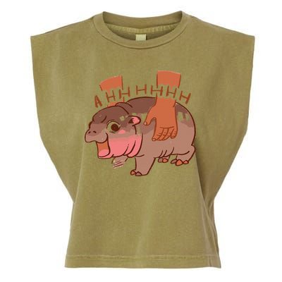 Moo Deng Bouncy Pig In Thai Picture The Cute Baby Hippo Gift Garment-Dyed Women's Muscle Tee