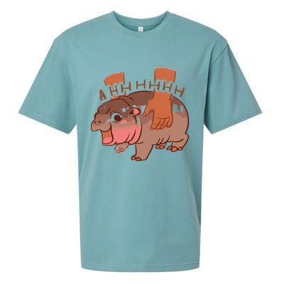 Moo Deng Bouncy Pig In Thai Picture The Cute Baby Hippo Gift Sueded Cloud Jersey T-Shirt