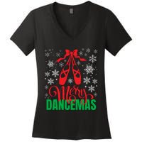 Merry Dancemas Ballet Dancer Teacher Christmas Women's V-Neck T-Shirt