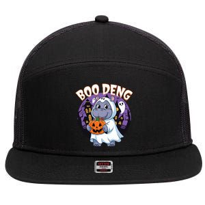 Moo Deng Baby Hippo Boo Deng Long For Halloween Moo Deng 7 Panel Mesh Trucker Snapback Hat