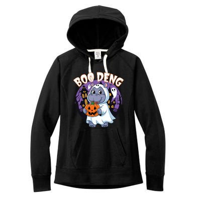 Moo Deng Baby Hippo Boo Deng Long For Halloween Moo Deng Women's Fleece Hoodie