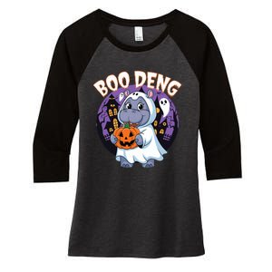 Moo Deng Baby Hippo Boo Deng Long For Halloween Moo Deng Women's Tri-Blend 3/4-Sleeve Raglan Shirt