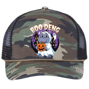 Moo Deng Baby Hippo Boo Deng Long For Halloween Moo Deng Retro Rope Trucker Hat Cap